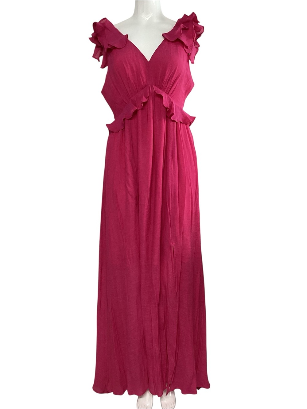 JODIFL Fuchsia Ruffle-Trim Maxi Dress
